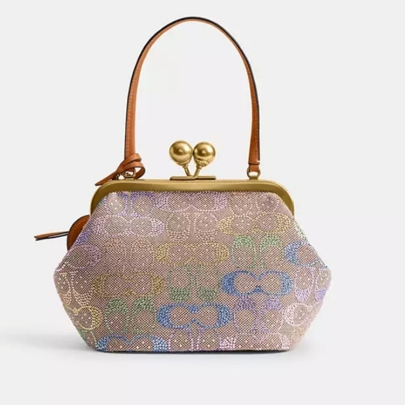 NWT AUTHENTIC COACH Rainbow Crystal Candy Kisslock 16 Pastel NEW - Picture 5 of 17